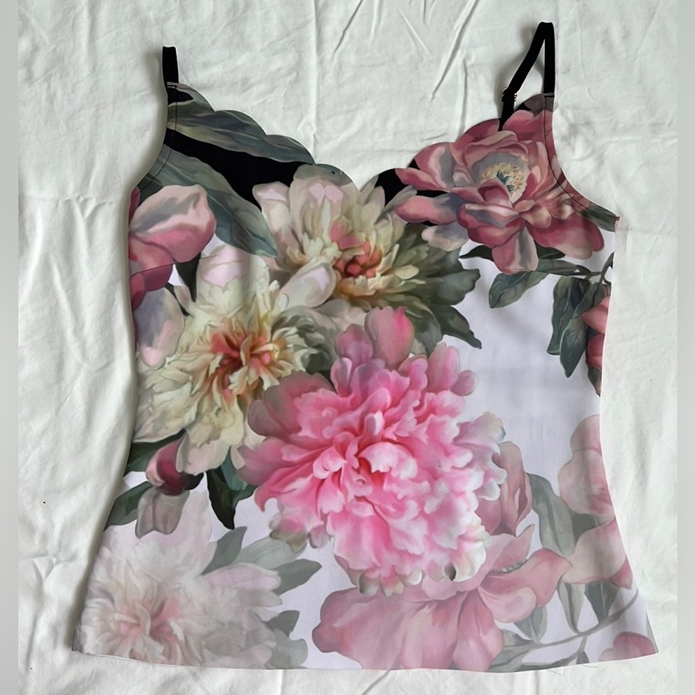 Ted Baker London Floral Camisole Tank Top Blouse - Pink and Cream